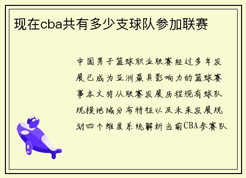 现在cba共有多少支球队参加联赛